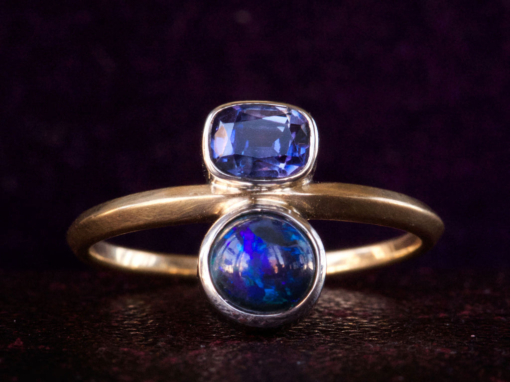 EB Black Opal & Sapphire Ring (on black background)