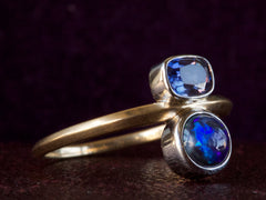 EB Black Opal & Sapphire Ring (side view)