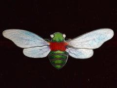 1920s Enamel Cicada Brooch
