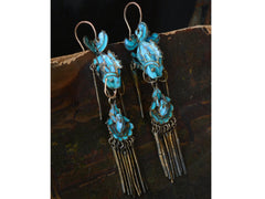 19th c. Kingfisher Feather Earrings