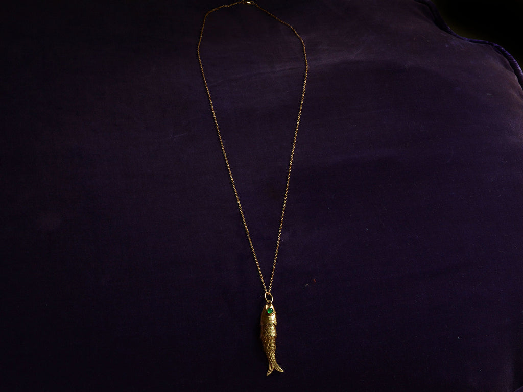 1970s Gold Fish Pendant (profile view)