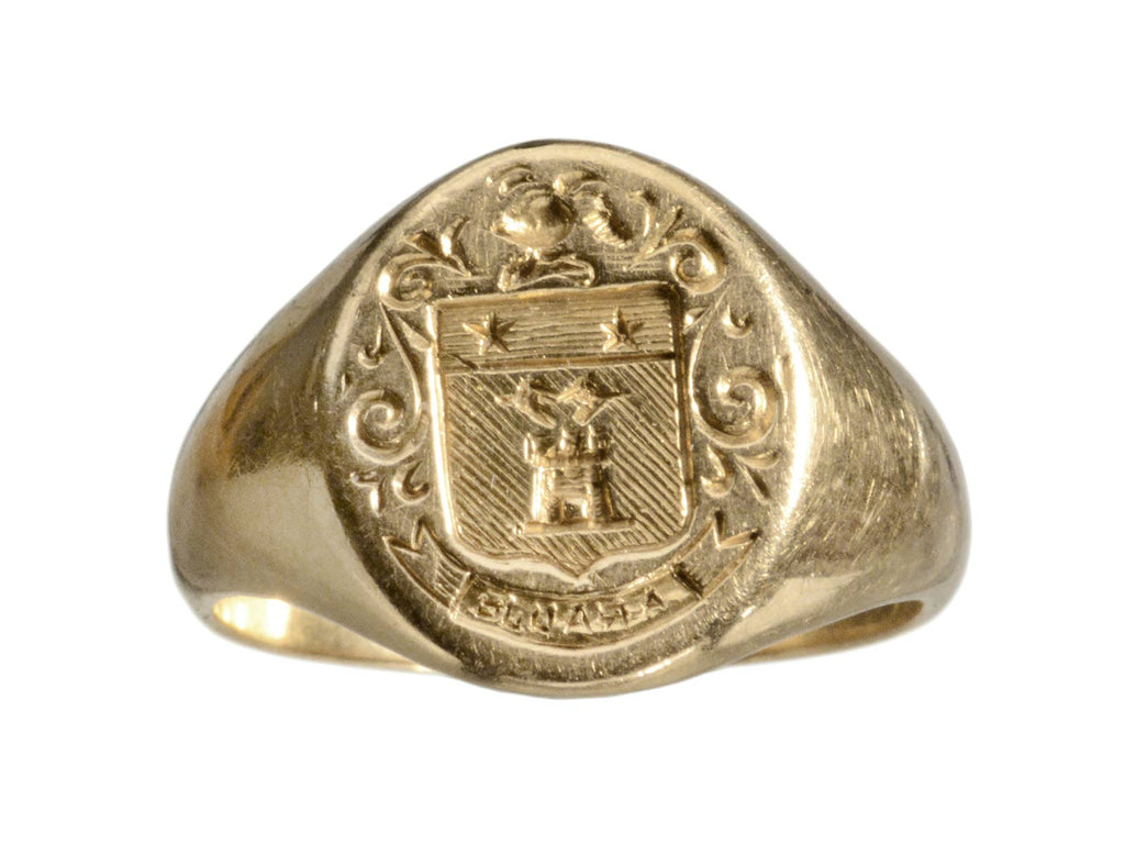 c1950 Heraldic Signet Ring (on white background)