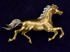 c1940 Diamond Horse Brooch (on black background)