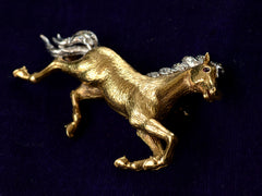 c1940 Diamond Horse Brooch (side view)