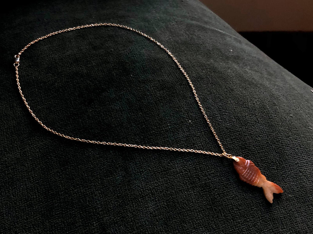 1970s Orange Jade Fish (profile view)