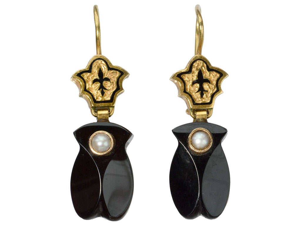c1880 Victorian Jet Earrings (on white background)