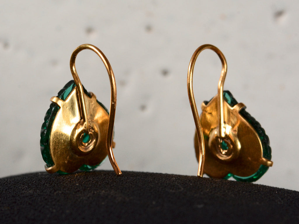 1920s Deco Green Leaf Earrings