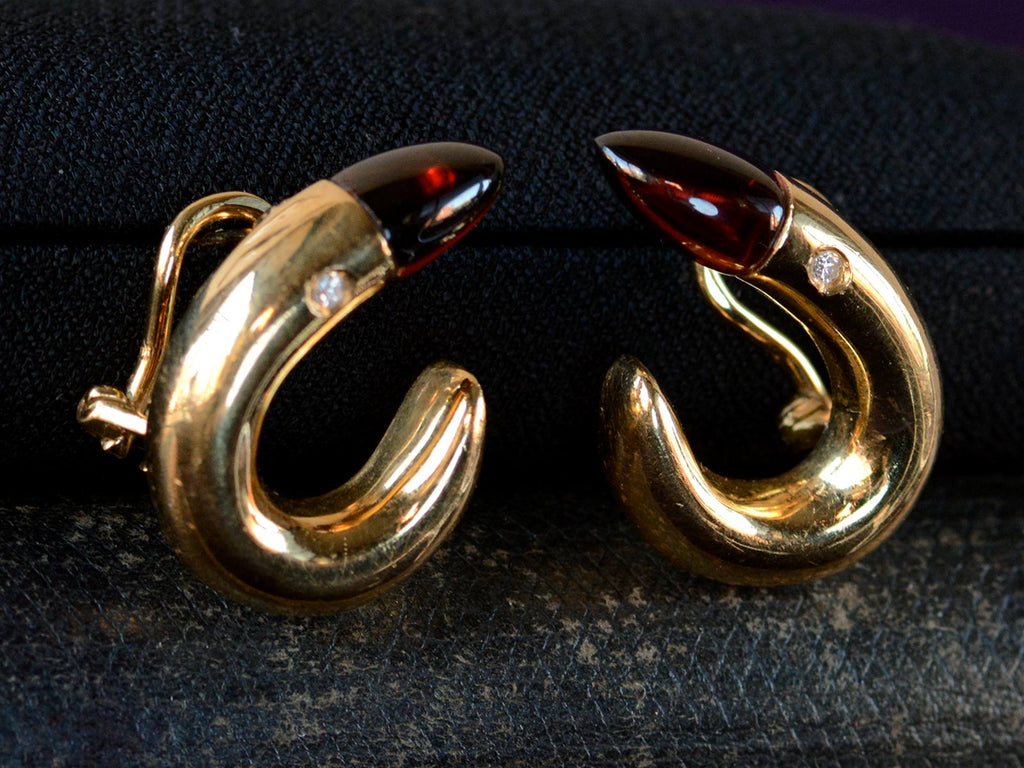 1990s Manfredi Garnet Earrings (side view)