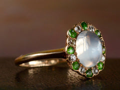 thumbnail of 1900s Moonstone & Demantoid Ring (side view)