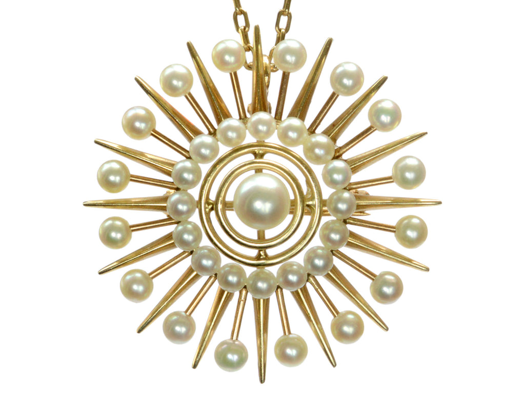 1950s Pearl Sunburst Necklace (on white background)