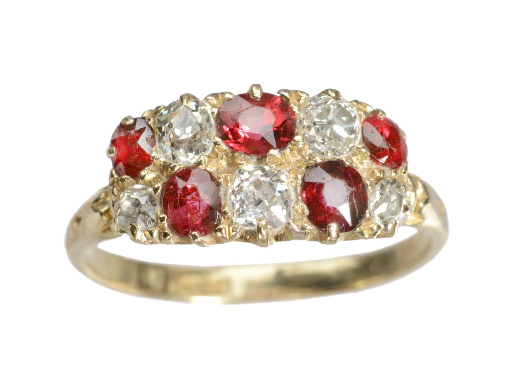 c1890 Ruby Checkerboard Ring (on white background)