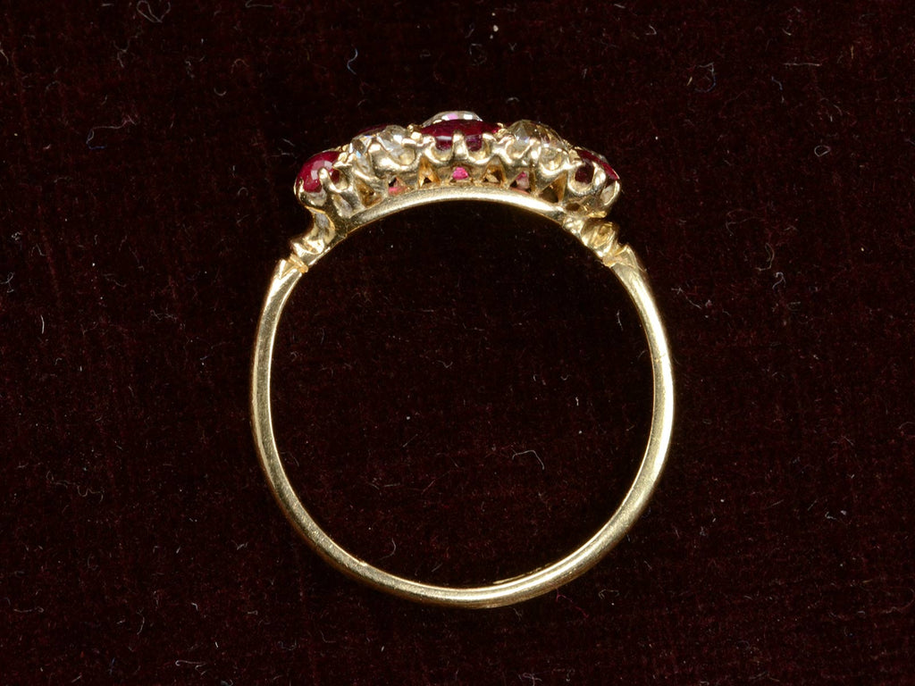 c1890 Ruby Checkerboard Ring (profile view)