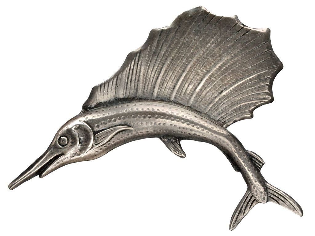 1950s Silver Sailfish Brooch (on white background)