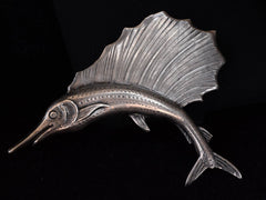1950s Silver Sailfish Brooch (on black background)