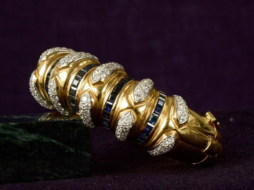 1980s Diamond & Sapphire Bracelet (side view)
