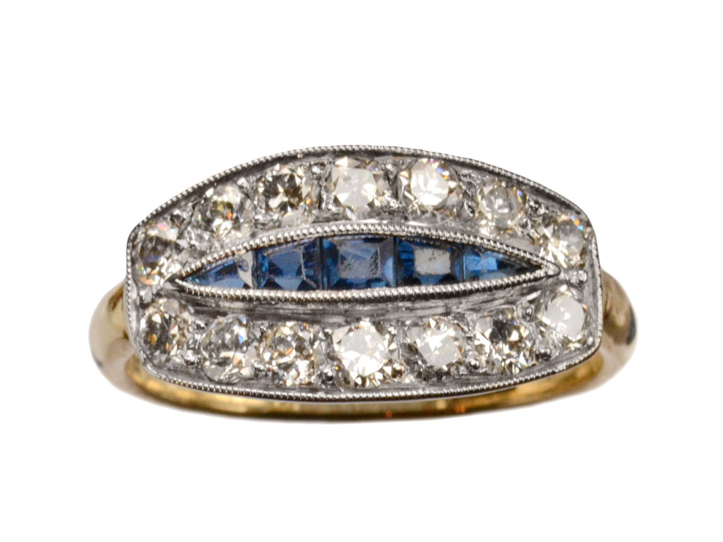 1920s Sapphire & Diamond Eye Ring (on white background)