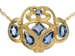 c1910 Sapphire Pendant Necklace (on white background)