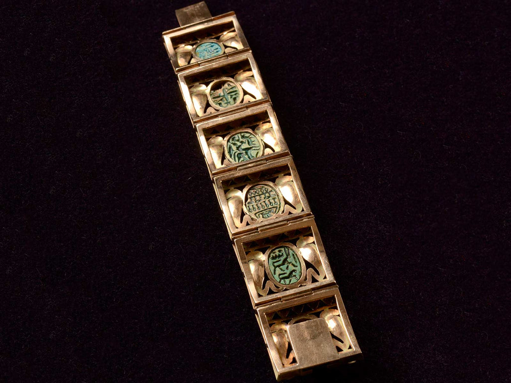1890s Egyptian Revival Scarab Bracelet (bottom view)
