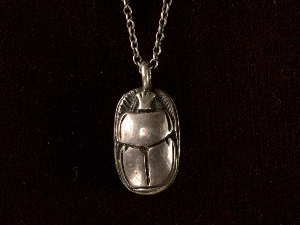 Vintage Scarab Pendant Necklace (on black background)