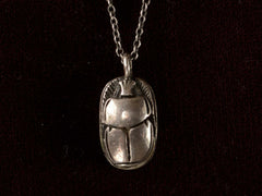thumbnail of Vintage Scarab Pendant Necklace (on black background)