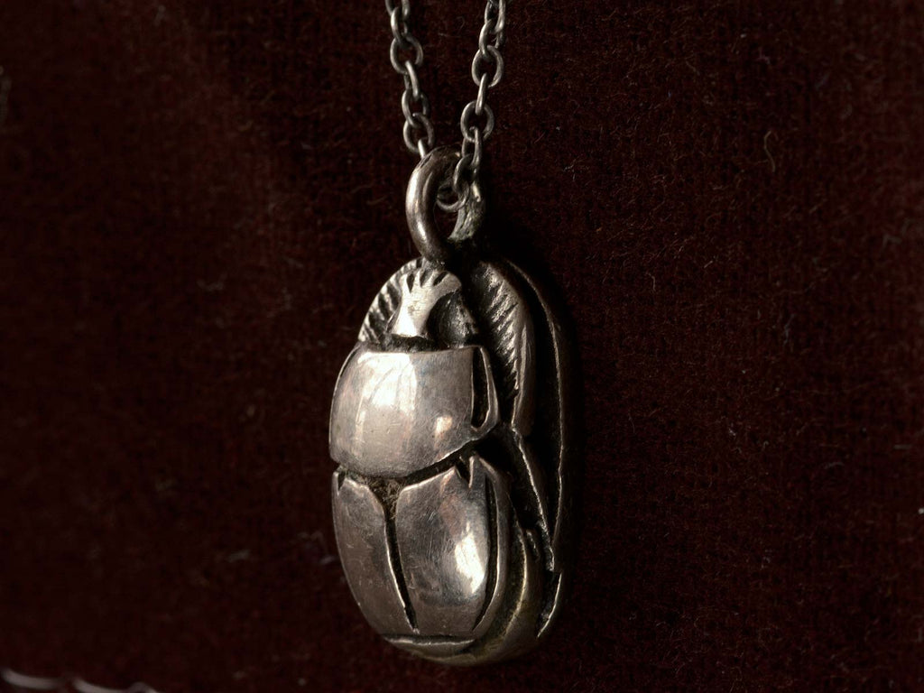 Vintage Scarab Pendant Necklace (side view)
