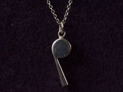 thumbnail of Vintage Silver Whistle Necklace (side view)