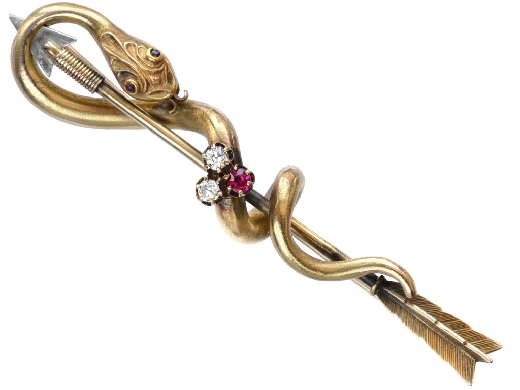 c1890 Snake & Arrow Brooch (on white background)