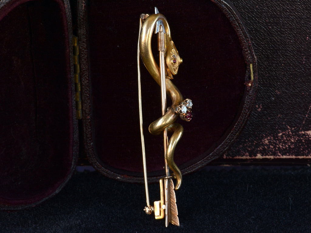 c1890 Snake & Arrow Brooch (side view)