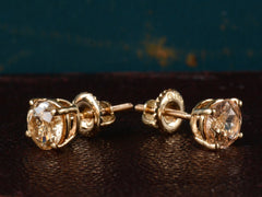 1900s Edwardian Golden Topaz Stud Earrings