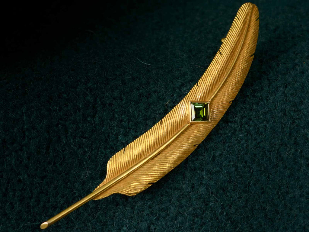 1930s Tourmaline Feather Brooch