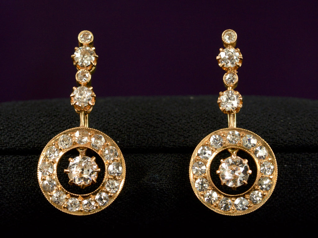 c1900 Diamond Drop Earrings