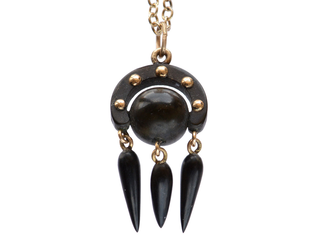 c1870 Victorian Vulcanite Pendant (on white background)