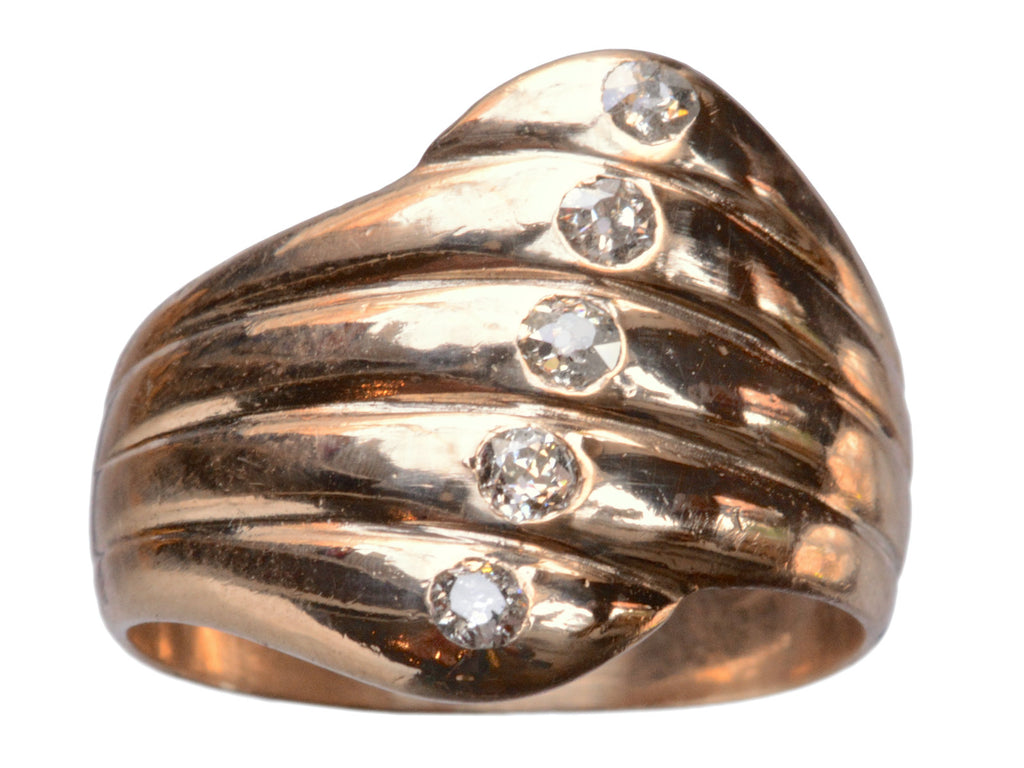 1890s Art Nouveau Wave Ring (on white background)