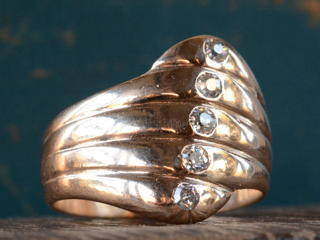 1890s Art Nouveau Wave Ring (on dark background)