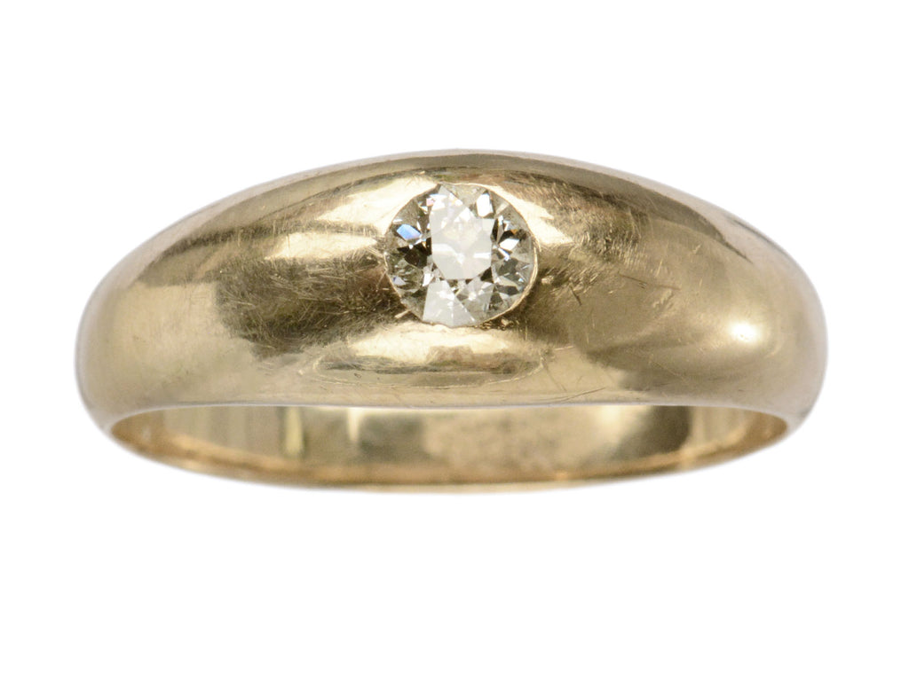 c1890 Flush Set 0.20ct Diamond Ring in Rosy-Yellow Gold (shown on white background)