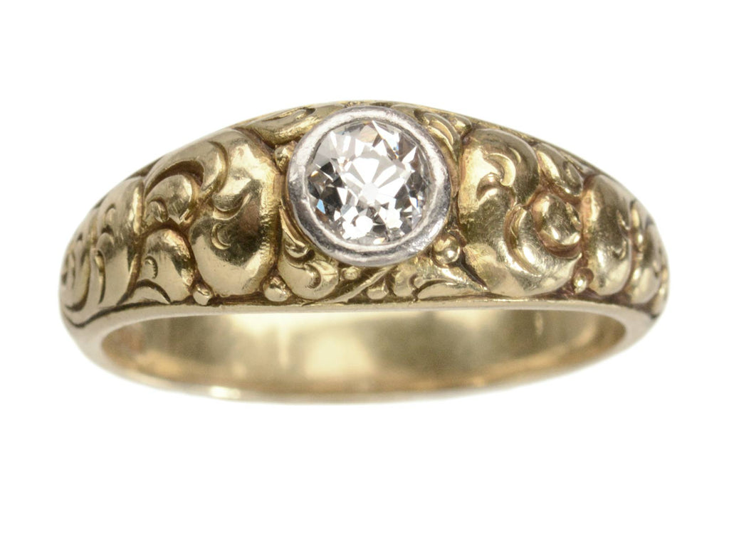 c1900 0.40ct Diamond Yellow Gold Ring (shown on white background)