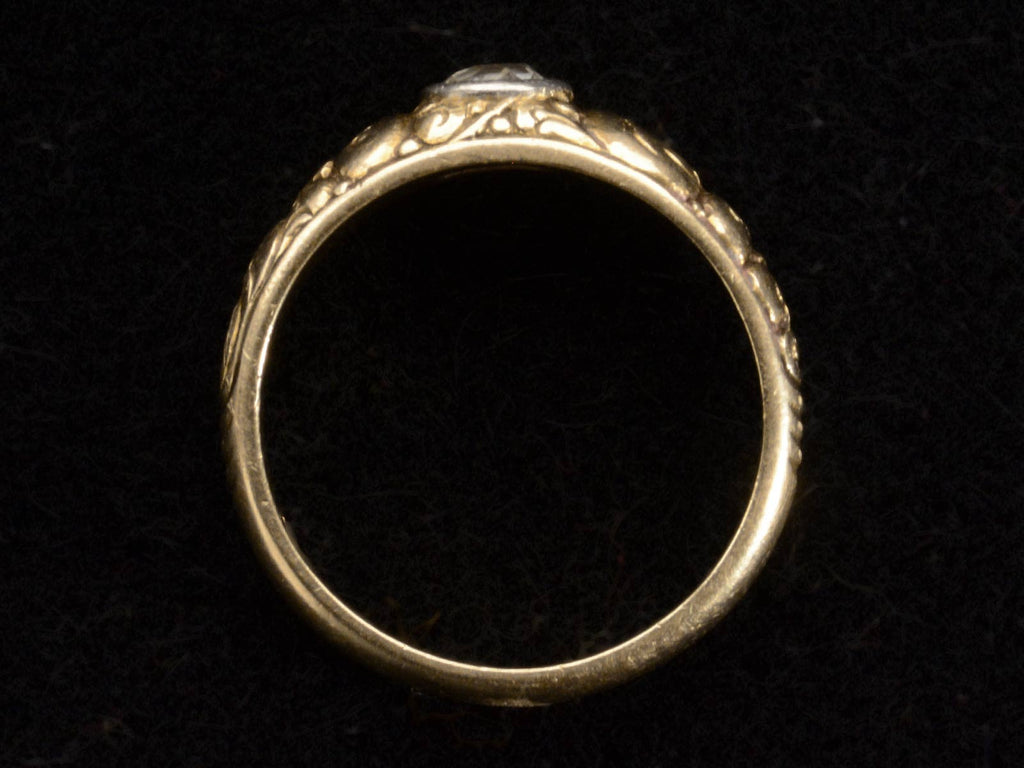 Side profile of c1900 0.40ct Diamond Yellow Gold Ring (shown on black background)