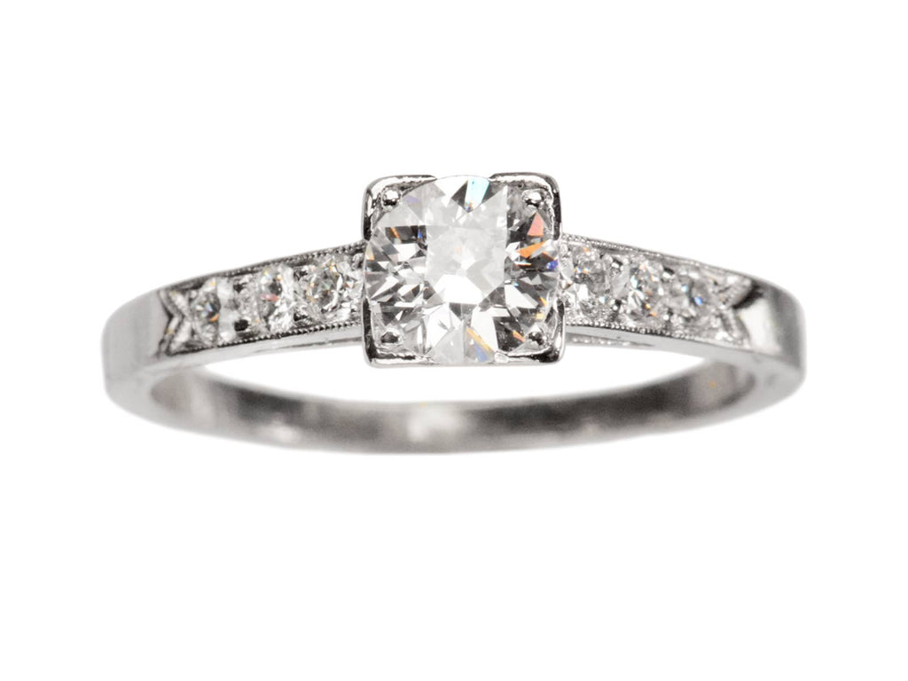 c1930 0.50ct Diamond Engagement Ring in Platinum (shown on white background)
