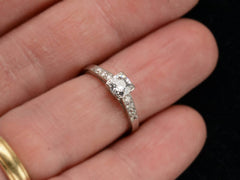 thumbnail of c1930 0.50ct Diamond Engagement Ring in Platinum (shown on finger for scale)