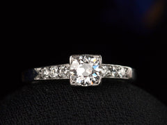 thumbnail of Front view of c1930 0.50ct Diamond Engagement Ring in Platinum (shown on dark background)