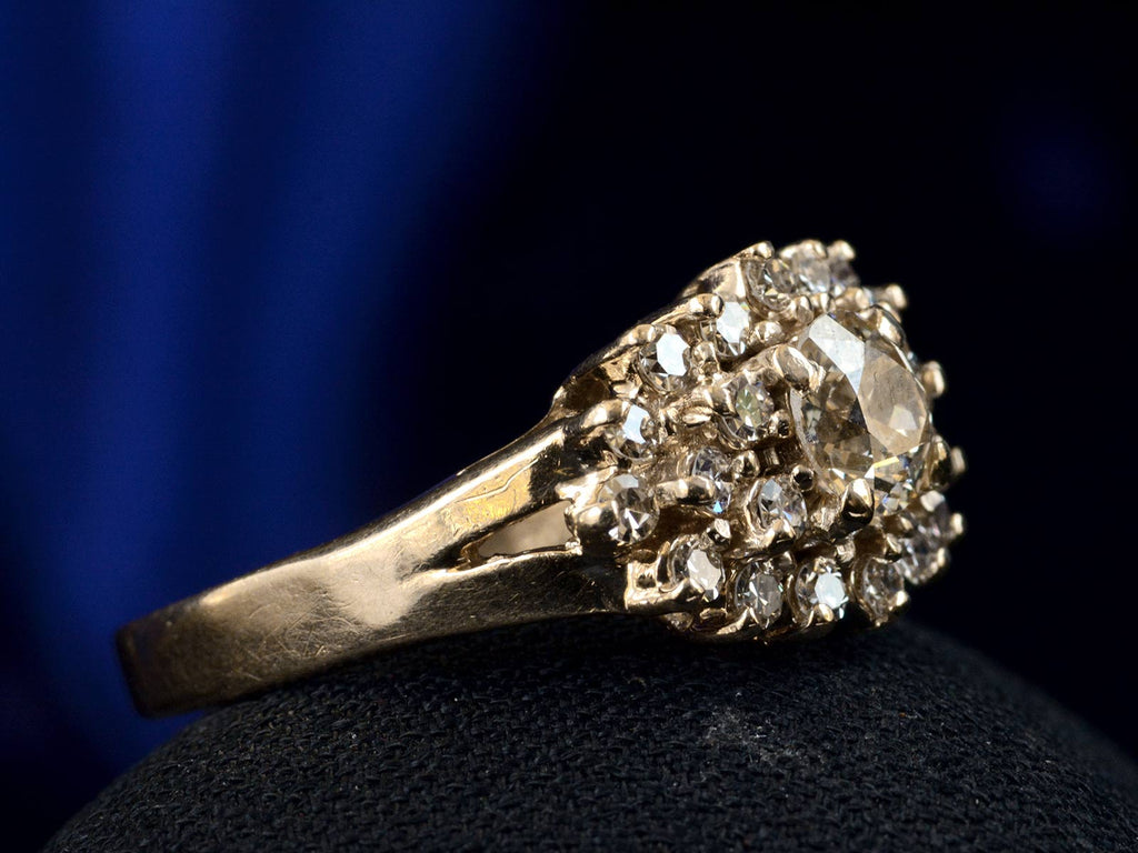 c1950 Diamond Cluster Ring (side view)