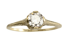 thumbnail of Front view of c1920 Art Deco yellow gold engagement ring with a 0.64ct round diamond (on white background)