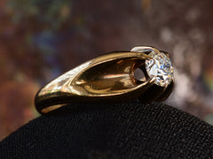 thumbnail of Left angled view of Old European Cut Diamond Solitaire in Wide 14K Yellow Gold Mounting (shown on dark background)
