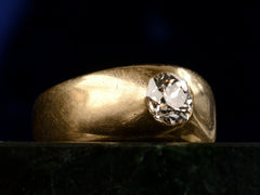 thumbnail of c1890 Yellow Gold Gypsy Ring with 0.80ct Old Mine Cut Diamond (left angle view on black background)