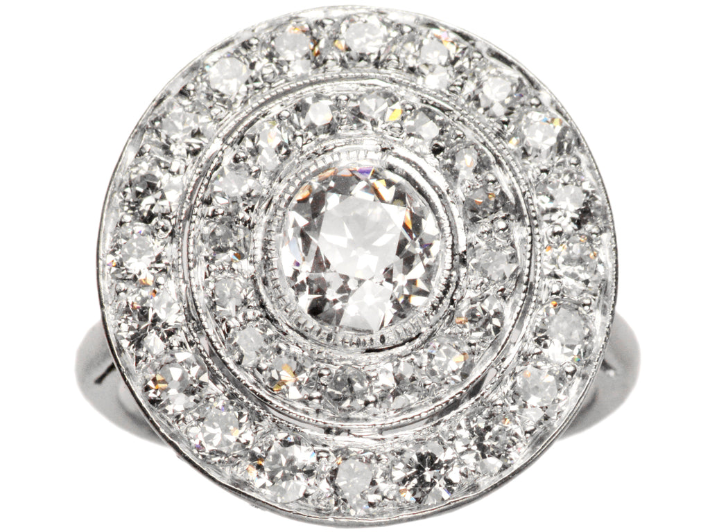 c1920 Art Deco Diamond Cluster Ring (on white background)