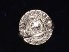 thumbnail of c1920 Art Deco Diamond Cluster Ring (understide view on black background)