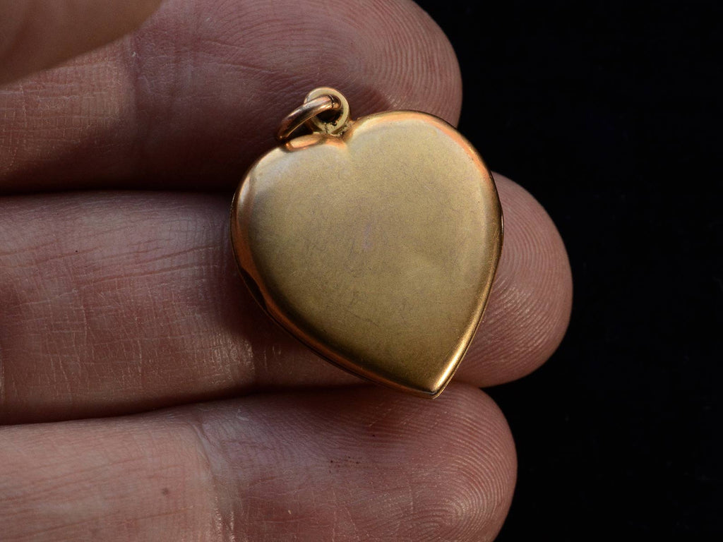 c1910 Gold Heart Locket (on hand for scale)
