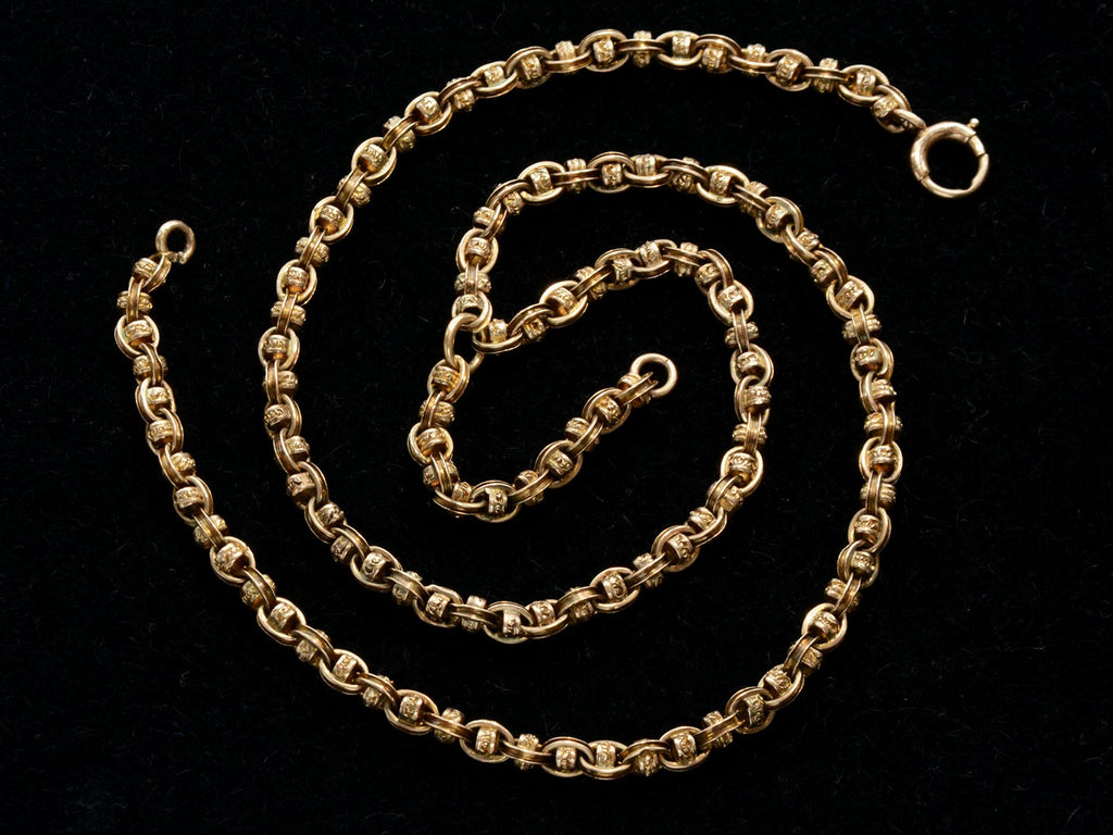 c1890 Gold Locket Chain (on black background)