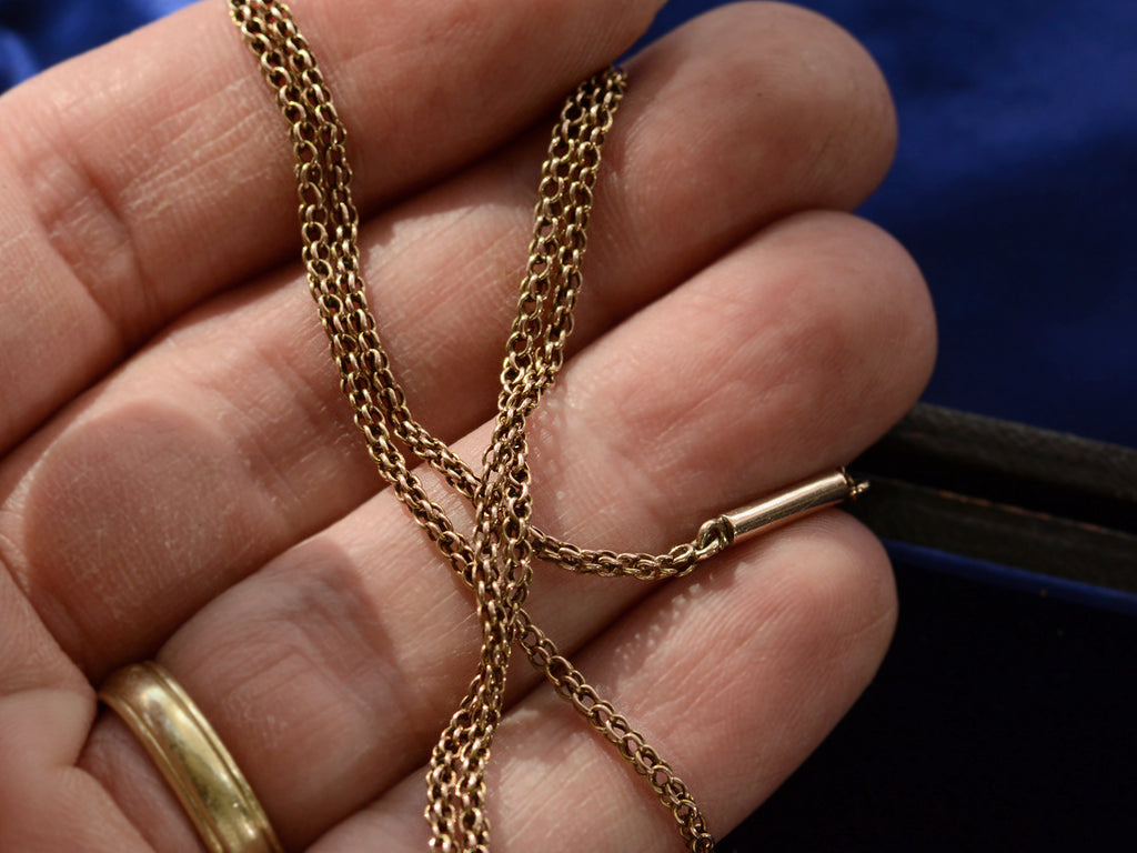 c1890 Victorian 10K Chain (shown on hand for scale)