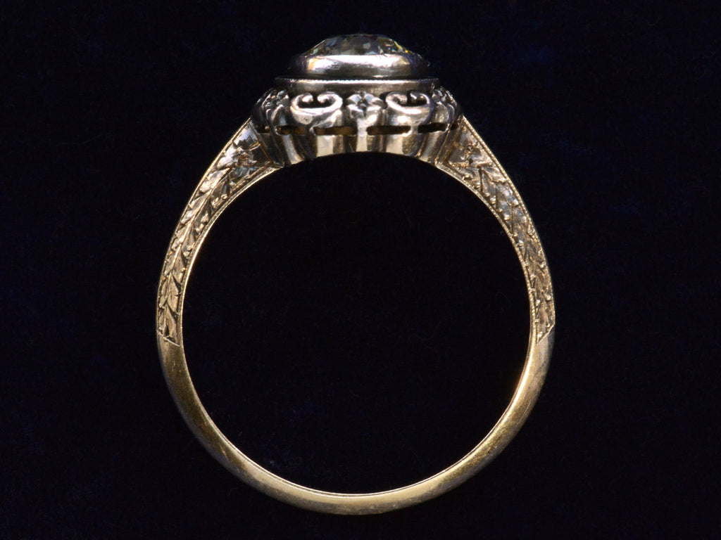 Side profile view of c1900 1.30ct Engagement Ring (shown on black background)